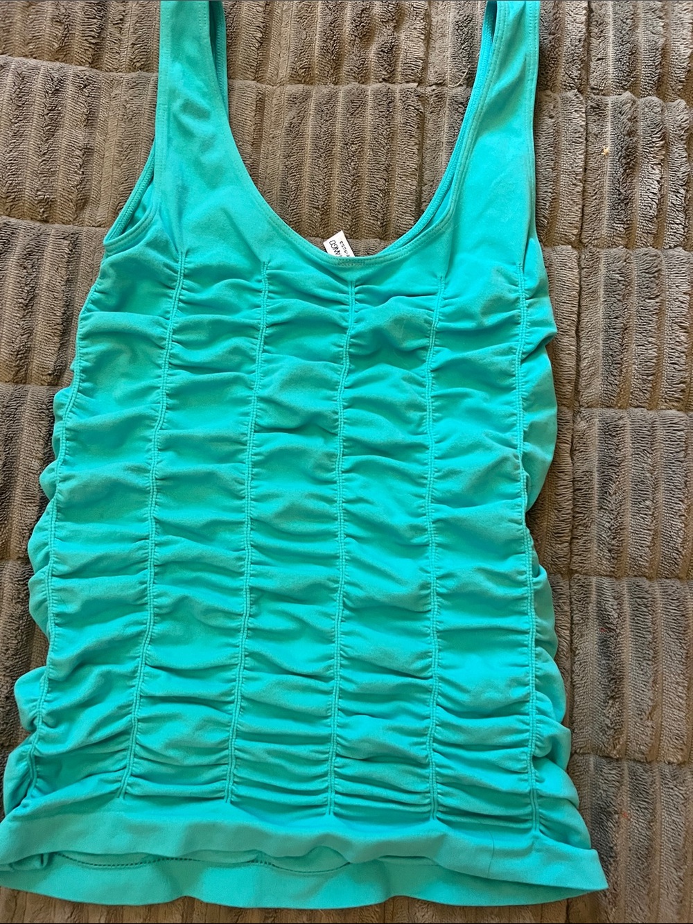Last Tango Turquoise Ruched Tank Top - Picture 5 of 8